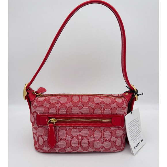 Coach Demi Signature Jacquard Shoulder Bag Purse Handbag Retro Mini Y2K Red NEW - Picture 2 of 16